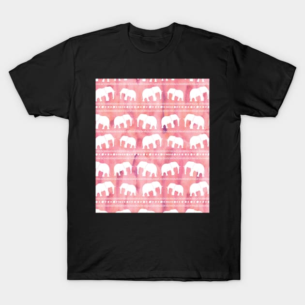 Elephant tribal pink water color T-Shirt by dreamingmind